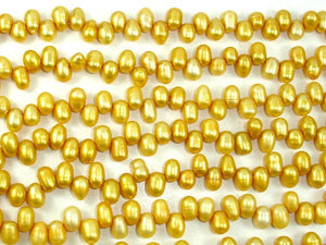 Fresh Water Pearl Beads, Gold, Top drilled, Dancing beads-BeadBasic