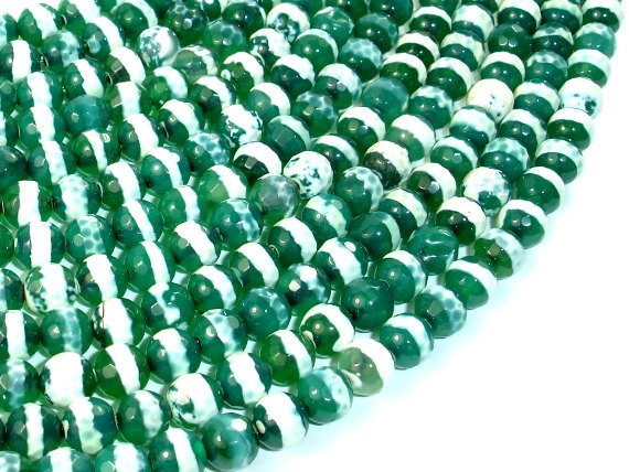 Tibetan Agate Beads, Faceted Round, 6mm-BeadBasic