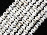 Tibetan Agate Beads,White, Faceted Round, 8mm-BeadBasic