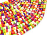 Howlite Beads, Multicolored, Heishi, 3 x 6mm-BeadBasic