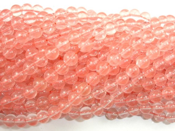 Cherry Quartz Beads, Round, 6mm-BeadBasic
