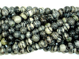 Black Line Jasper Beads, Silk Stone, Spider Web Jasper, Round, 8mm-BeadBasic