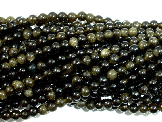 Golden Obsidian Beads, Round, 4mm-BeadBasic