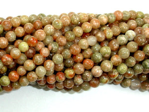 Chinese Unakite, Round beads, 4mm-BeadBasic