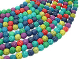 Lava Beads, Multicolored, Round, 8mm-BeadBasic