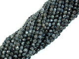 Black Labradorite Beads, Faceted Round, 4mm, 14.5 Inch-BeadBasic