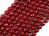 Ruby Jade Beads, Faceted Round, 8mm-BeadBasic