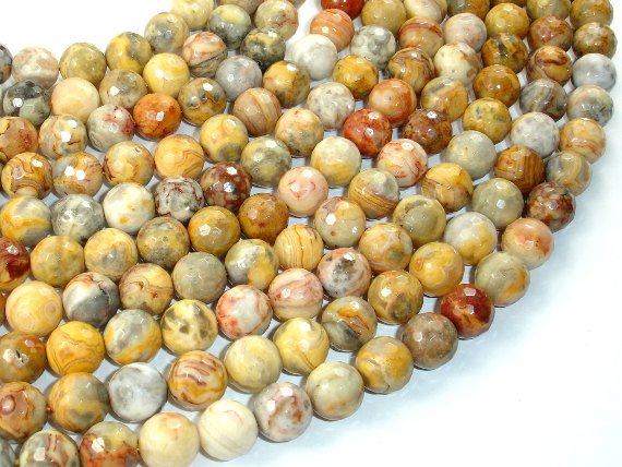 Crazy Lace Agate Beads, Faceted Round, 10mm-BeadBasic
