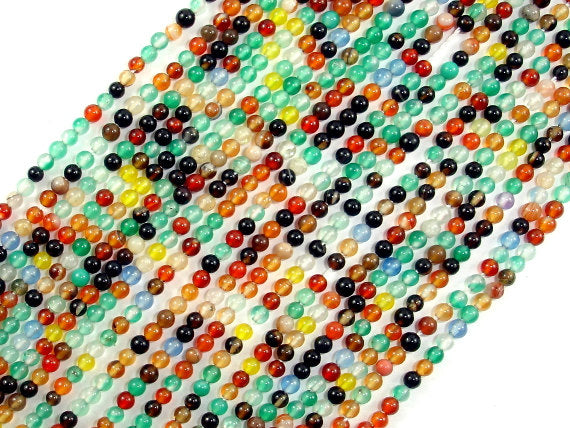 Agate Beads, Round, Multicolored, 2mm-BeadBasic