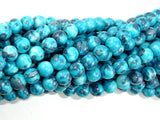 Rain Flower Stone Beads, Blue, 6mm Round Beads-BeadBasic