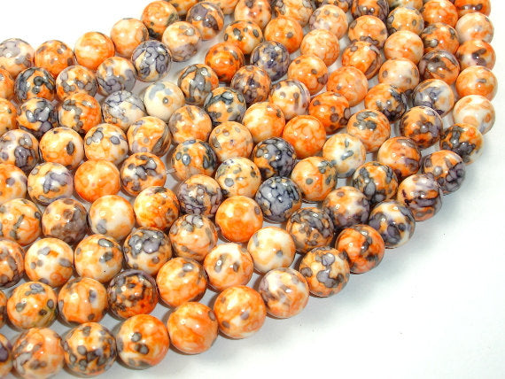 Rain Flower Stone, Orange, 10mm Round Beads-BeadBasic