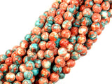 Rain Flower Stone, Red, Blue, 6mm Round Beads-BeadBasic