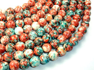 Rain Flower Stone, Red, Blue, 10mm Round Beads-BeadBasic