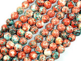 Rain Flower Stone, Red, Blue, 10mm Round Beads-BeadBasic
