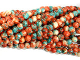 Rain Flower Stone, Red, Blue, 4mm Round Beads-BeadBasic