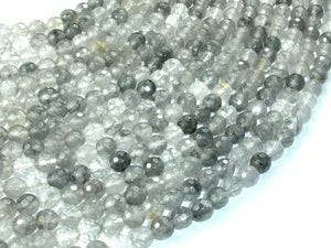 Gray Quartz Beads, 6mm Faceted Round Beads-BeadBasic