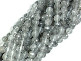 Gray Quartz Beads, 6mm Faceted Round Beads-BeadBasic