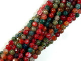 Agate Beads, Multicolor, 4mm Faceted Round,14.5 Inch-BeadBasic