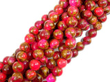 Mosaic Stone Beads, Red, 6mm Round Beads-BeadBasic