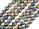 Mosaic Stone Beads- Dark Blue, 10mm Round Beads-BeadBasic