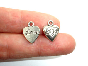 Heart Charms-Love, Zinc Alloy, Antique Silver Tone 20pcs-BeadBasic