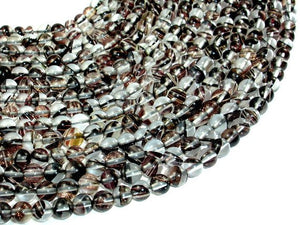Black/ Clear/ Gold Glass Beads, 6mm, Round Beads-BeadBasic