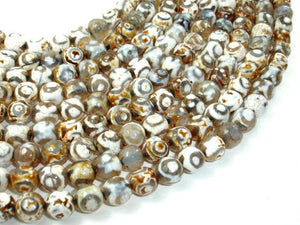 Tibetan Brown Agate Beads, 8mm Faceted Round-BeadBasic