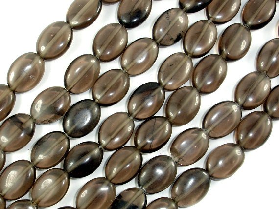 Smoky Glass Beads, 10x14mm Oval Beads-BeadBasic