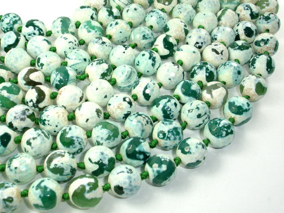 Tibetan Agate Beads, 12mm Faceted Round Beads-BeadBasic
