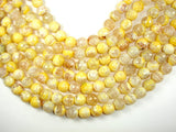 Yellow Agate Beads, 12mm (11.5 mm) Faceted Round, 14.5 Inch-BeadBasic