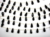 Black Glass Beads, 6mm x 13mm Faceted Teardrop Beads-BeadBasic