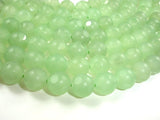 Matte Green Dyed Jade Beads, 10mm Faceted Round Beads-BeadBasic