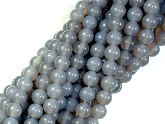 Gray Agate Beads, 6mm Round Beads-BeadBasic