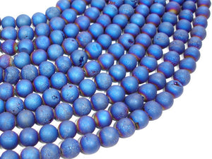 Druzy Agate Beads, Blue Geode Beads, 8mm Round-BeadBasic