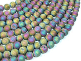 Druzy Agate Beads, Peacock Geode Beads, 8mm Round Beads-BeadBasic
