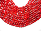 Red Bamboo Coral Beads, 7.8mm Round Beads-BeadBasic