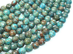 Blue Calsilica Jasper Beads, 8mm Faceted Round Beads-BeadBasic