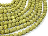 Peridot color Lava Beads, 6mm-BeadBasic
