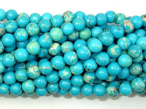 Blue Impression Jasper, 6mm(6.5mm) Round Beads-BeadBasic