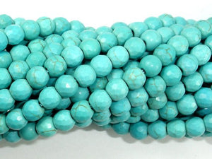 Turquoise Howlite, 6mm (5.9 mm) Faceted Round Beads, 14.5 Inch-BeadBasic