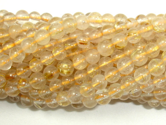 Gold Rutilated Quartz, 5mm Round Beads-BeadBasic