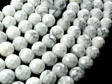 White Howlite, 10 mm Faceted Round Beads-BeadBasic