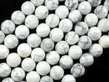 White Howlite, 10 mm Faceted Round Beads-BeadBasic