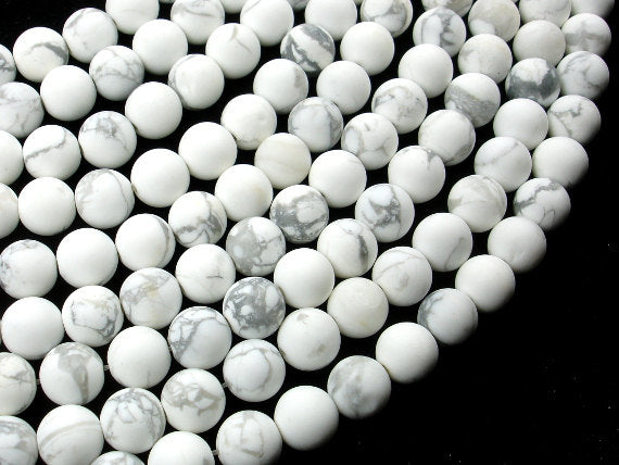 Matte White Howlite, 8mm Round Beads-BeadBasic
