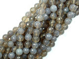 Gray Agate Beads, 8mm Faceted Round Beads-BeadBasic