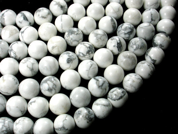 White Howlite, Round beads, 12mm-BeadBasic