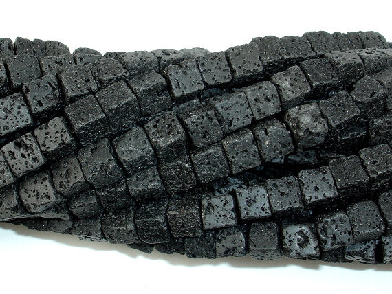 Black Lava, 6x6mm Cube Beads-BeadBasic