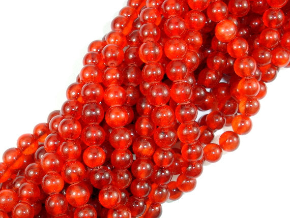 Dyed Jade, Orange Red, 6mm Round Beads-BeadBasic