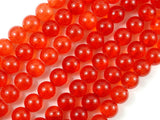 Dyed Jade, Orange Red, 8mm Round Beads-BeadBasic