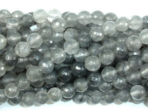 Gray Quartz Beads, 8mm Faceted Round Beads-BeadBasic